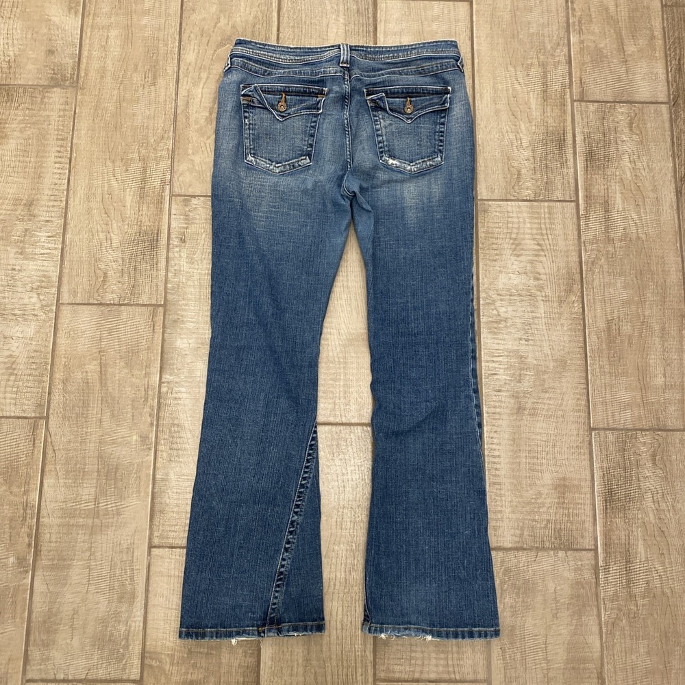 Mixit Jeans 14 Flare Bootcut Button Flap Pockets Medium Wash Western Grunge Boho